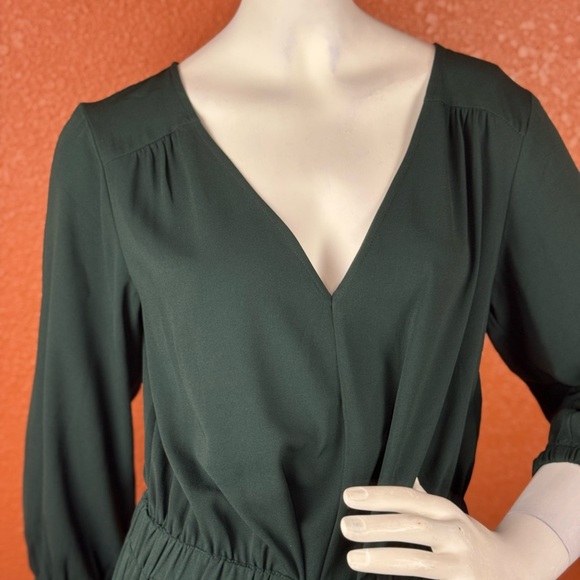 A New Day Women’s Solid Green 3/4 Sleeves Wide Legs Belted Jumpsuit Medium. A5 - Picture 9 of 16